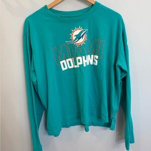 Nike Women’sTeal Miami Dolphins Dri-FIT Long Sleeve Shirt Sz XXL Thumbholes